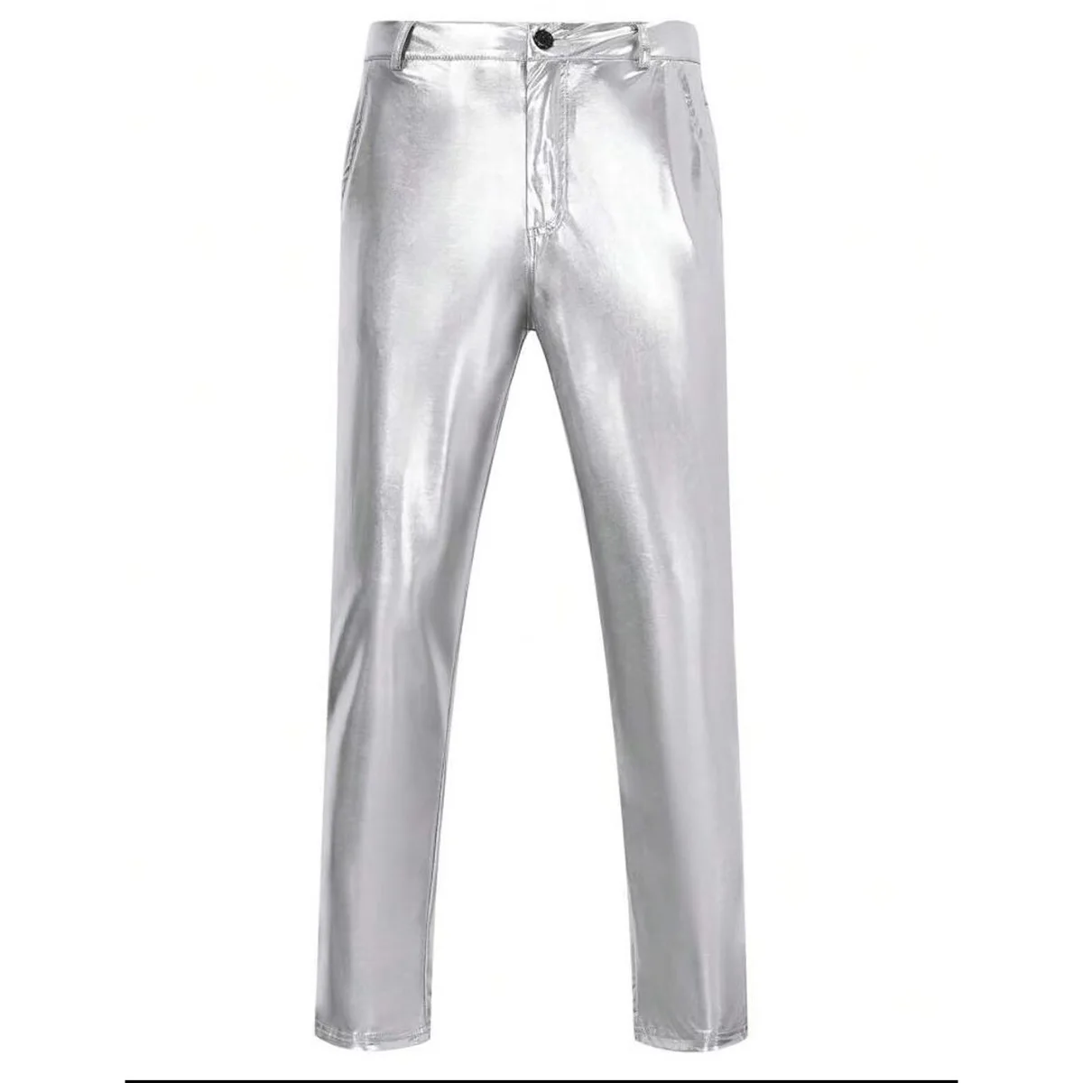 

Блестящие кожаные длинные брюки для мужчин 2025 года, уличная одежда для вечеринок, сценических выступлений, матовые повседневные брюки для праздничных костюмов