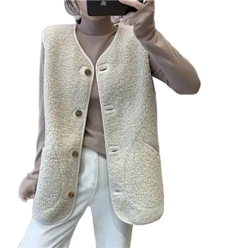 

Imitation Lamb Hair Fur Integration Vest Female 2023 New Autumn Winter Women's Vest Waistcoat Fashion Furry Warm Coat Outerwear