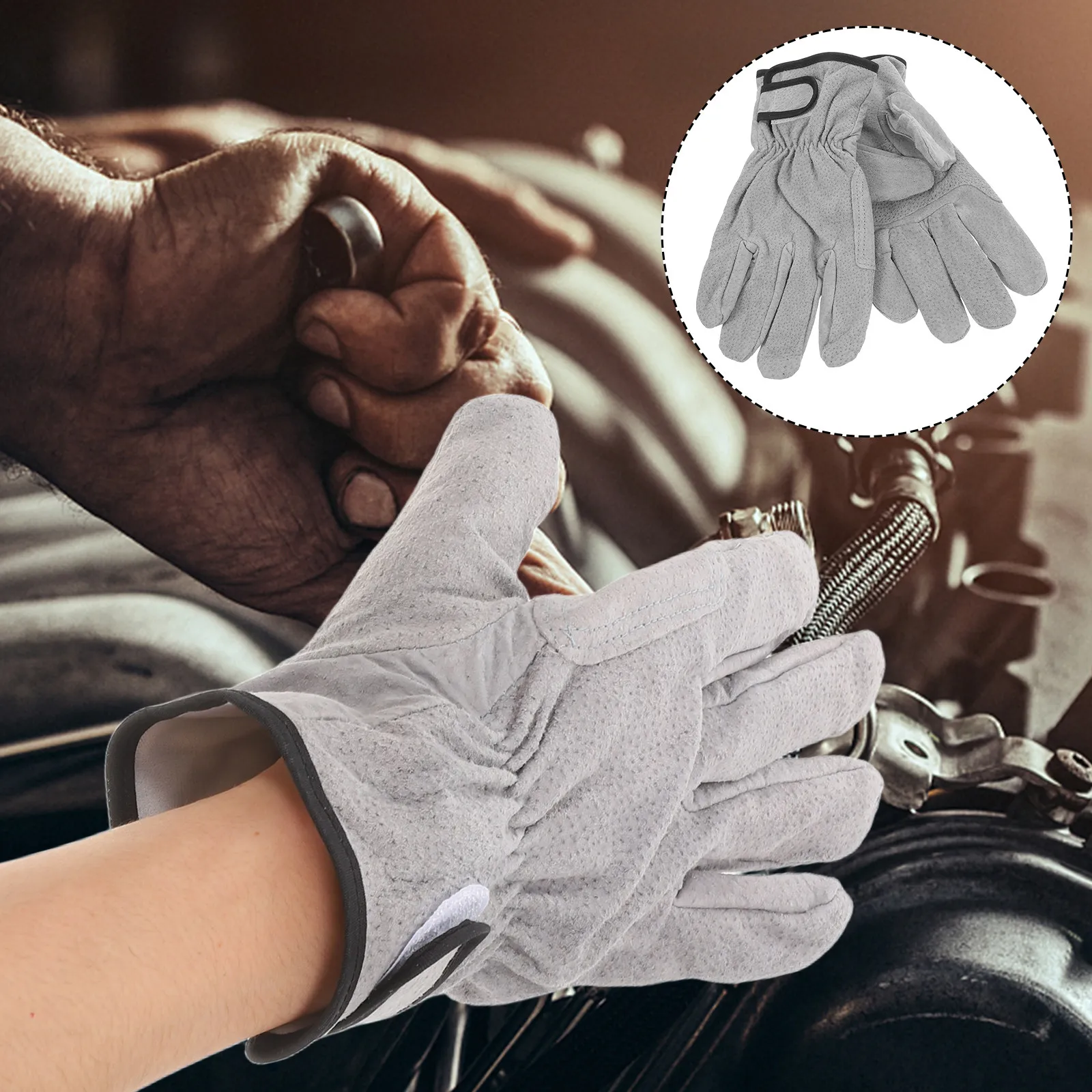 1Pair Short Welding Gloves Comfortable Fit Sturdy Wear Resistant Protective Gloves for Welding Forging Fire Mitten Wood Burning