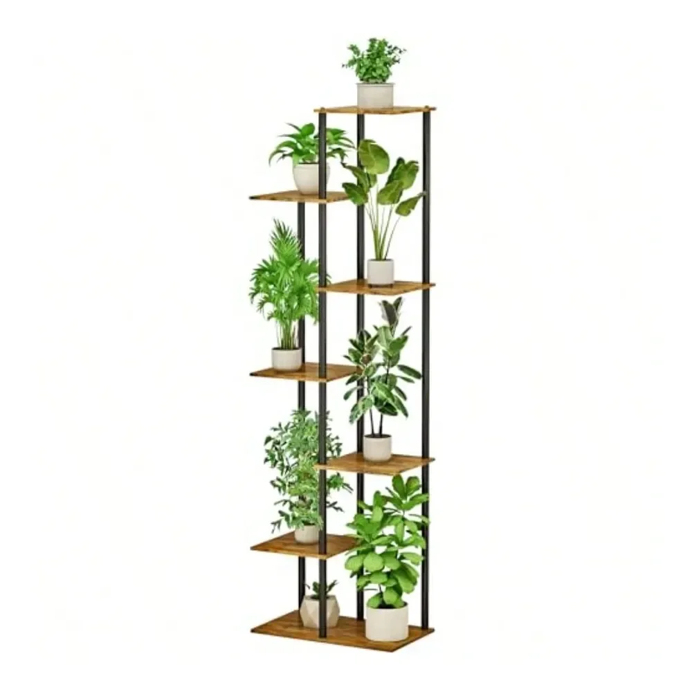 

Напольная 7-ярусная металлическая подставка для растений с 8 горшками, угловая высокая полка для цветов для гостиной и балкона