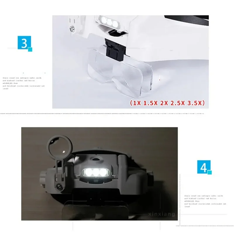 MCGS-Reading Glasses With 5-Lens Long Standby Magnifier 31 Multiples Magnifying Glass Led Light Soldering Loupe