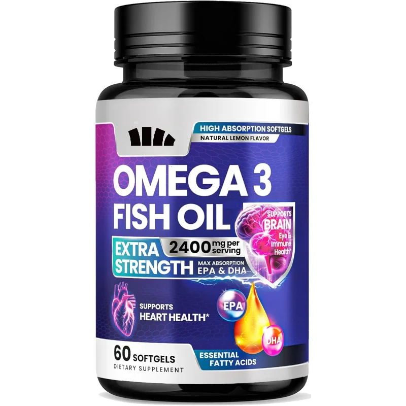 Omega 3 Capsules, Each 1000mg Fish Oil Supplement Capsule Contains 60 Soft Capsules of EPA and DHA
