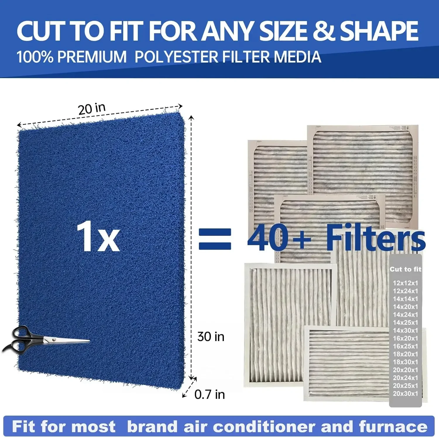 Air Filter 20x30x1, 2 Packs Cut to Fit Furnace Filters, MERV 6 Electrostatic Filter for HVAC, Mobile, Manufactured Homes