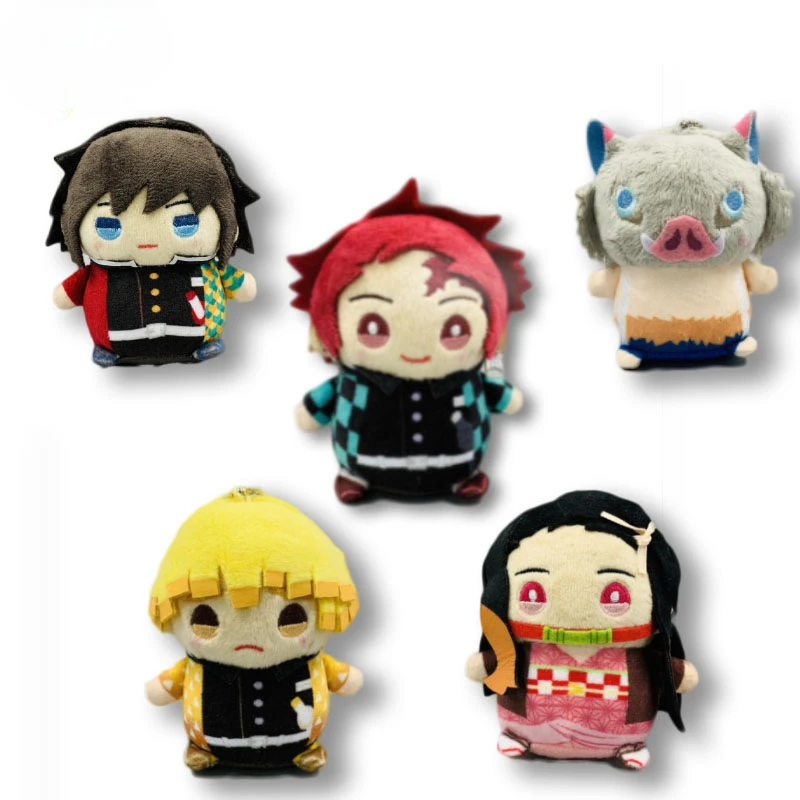 Anime Demon Slayer Kamado Nezuko Tomioka Giyuu Agatsuma Zenitsu Tanjirou Hashibira Inosuke Cosplay Muppet doll keychain