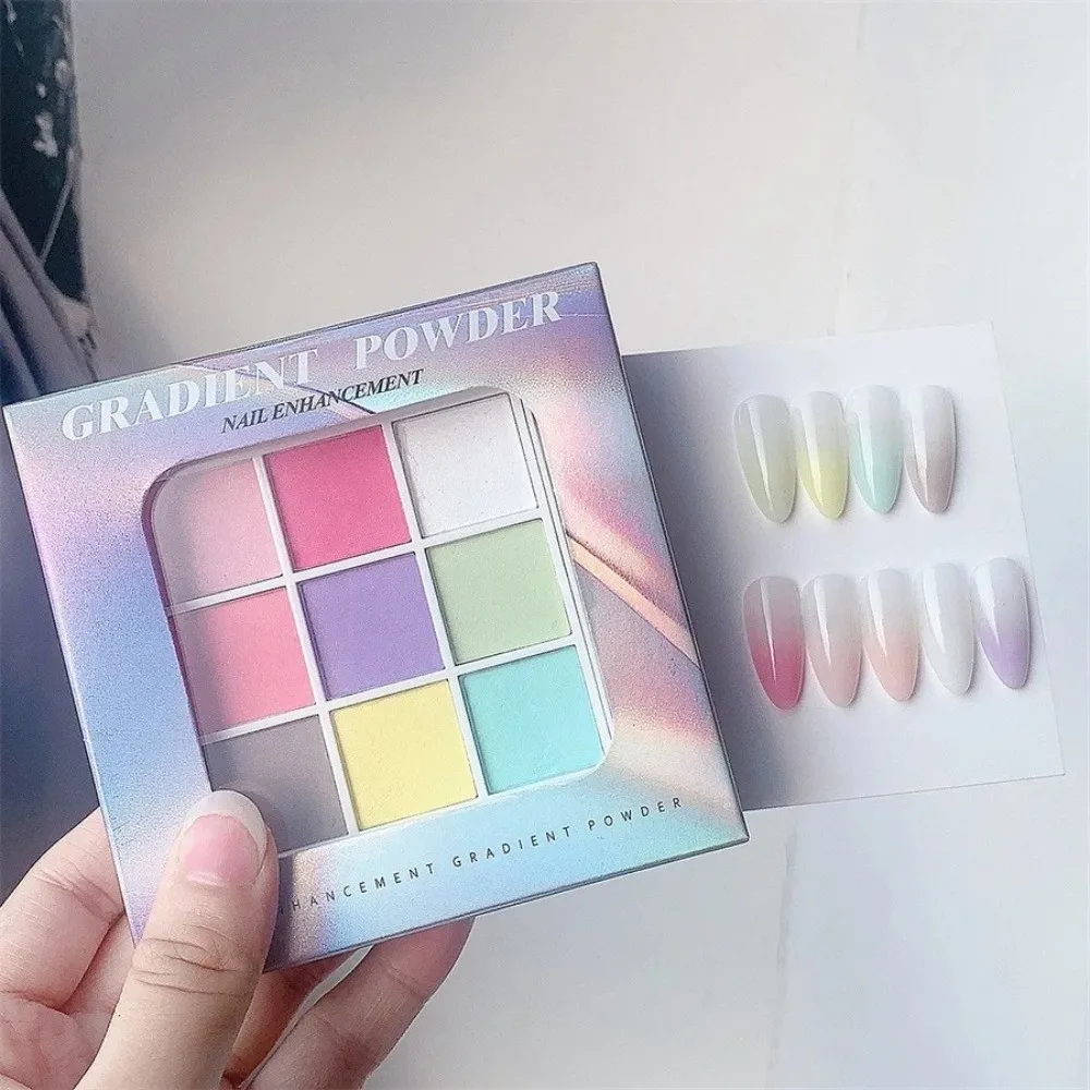 Manicure 9 Colors Patting Nail Powders Solid Fine Glitter Magic Neon Powder Shimmer Nail Palette Nail Decoration