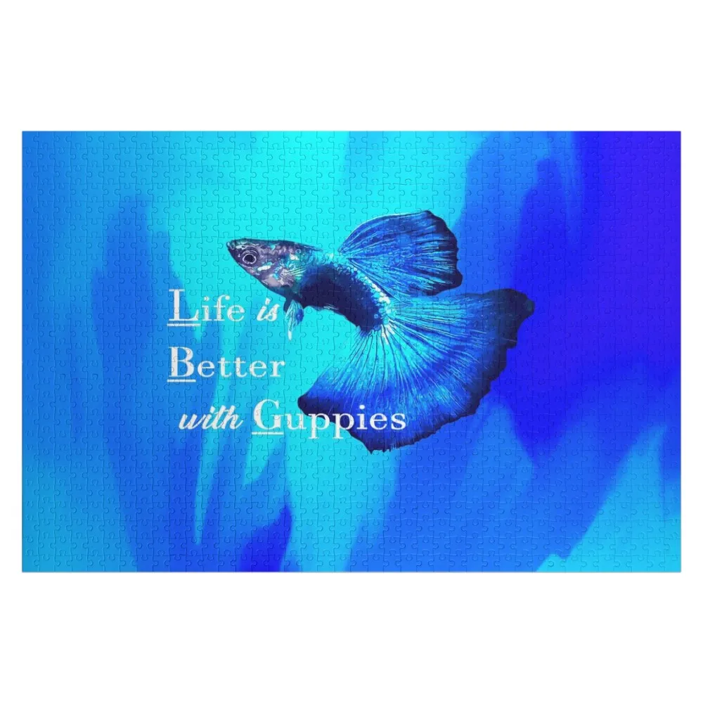 

Деревянный пазл-головоломка с синей гуппи, детская игрушка, персонализированные игрушки, деревянный пазл с фотографией на заказ, деревянный пазл с животными