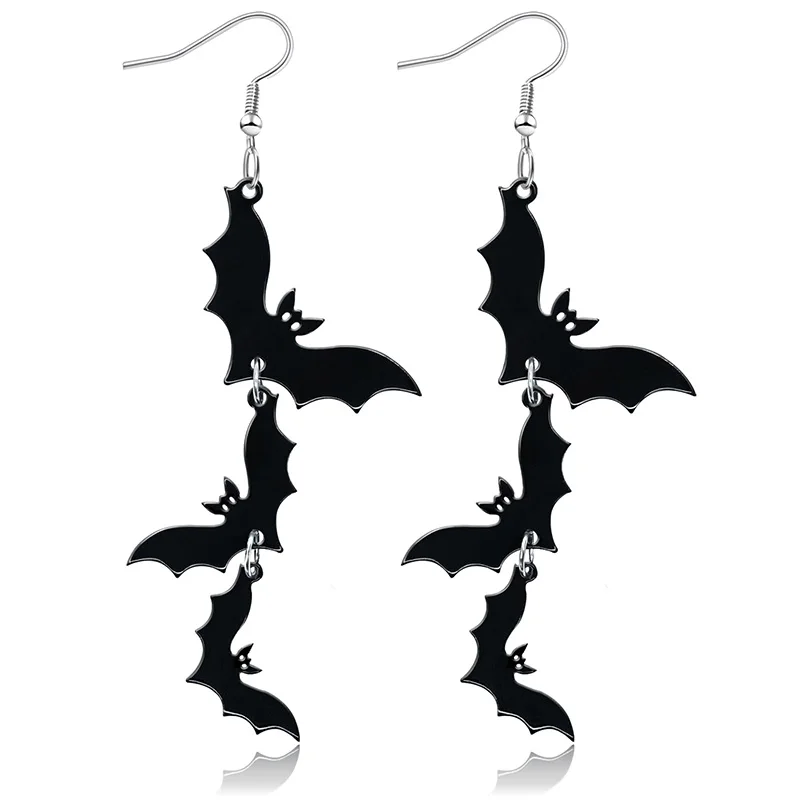 Acrylic Halloween Earrings Black Skull Bat Drop Dangle Earrings for Women Fun Cute Spooky Halloween Holiday Costume Jewelry