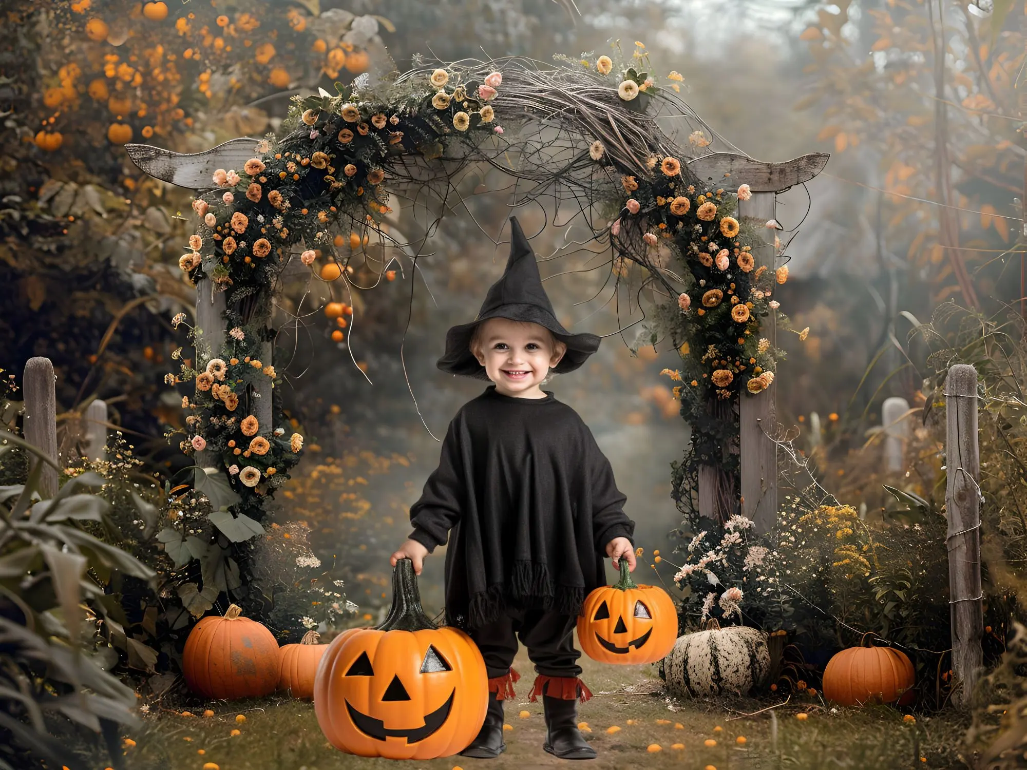 Mehofond Photography Background Autumn Fall Pumpkins Arch Maple Leaves Kids Birthday Family Portrait Decor Backdrop Photo Studio