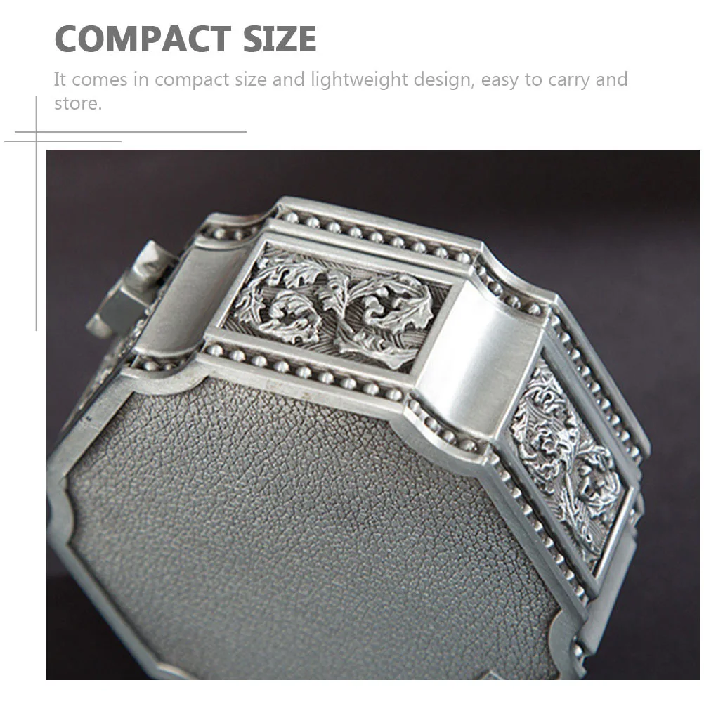 Retro Zinc Alloy Jewelry Storage Box Exquisite Compact Design for Rings Necklaces Ear Studs Desktop Trinket Storage Case