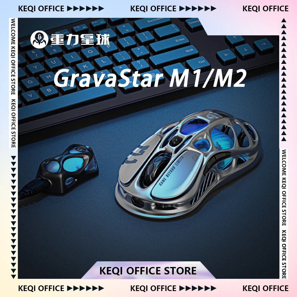GravaStar M1/M2 Gaming Mouse Hollow Design Tri-Mode Wireless Wired Custom RGB Lightweighting Mice Customization PC E-Sports Gift