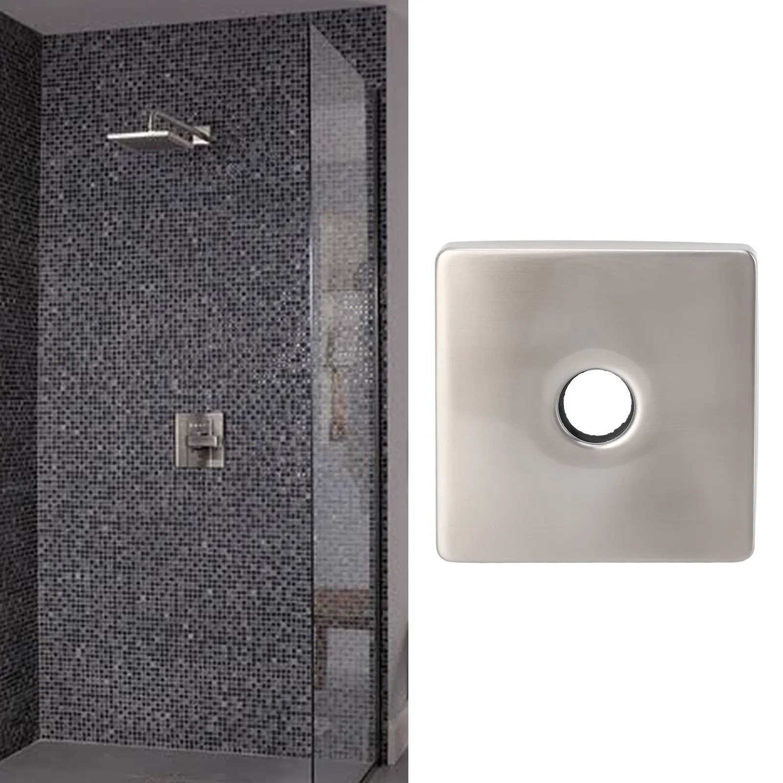 D9 Square Shower Arm Cover Plate Universal Decorative Extra Large Stainless Steel Shower Arm Flange for Bathroom Black