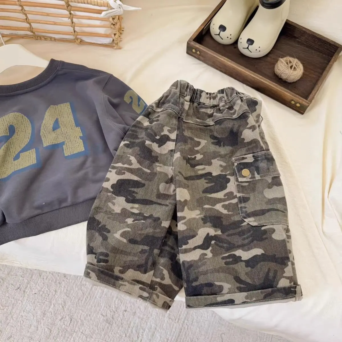 Boys' Camouflage Pants Spring Autumn New Korean Baby Girls' Elegant Children's Spring Casual Work Pants