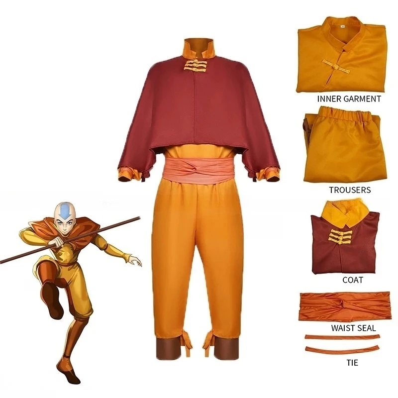 

Avatar The Last Airbender Avatar Aang Cosplay Costume Kids Children Jumpsuit Outfits Halloween Carnival Suit Men Suit Clothes