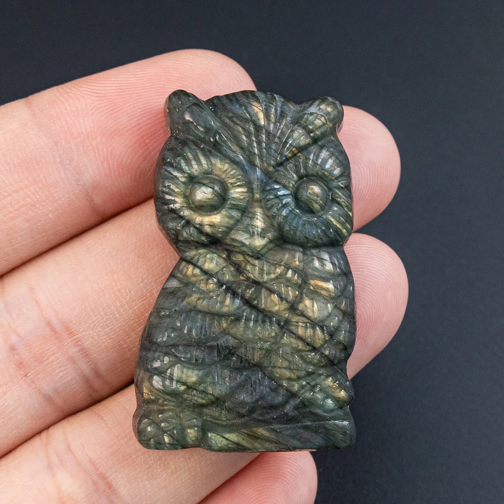 

1Pcs Mystic Yellow Blue Flash Labradorite 42X26X10MM Semi-Finished Owl Pendant for Jewelry DIY Bracelet Necklaces