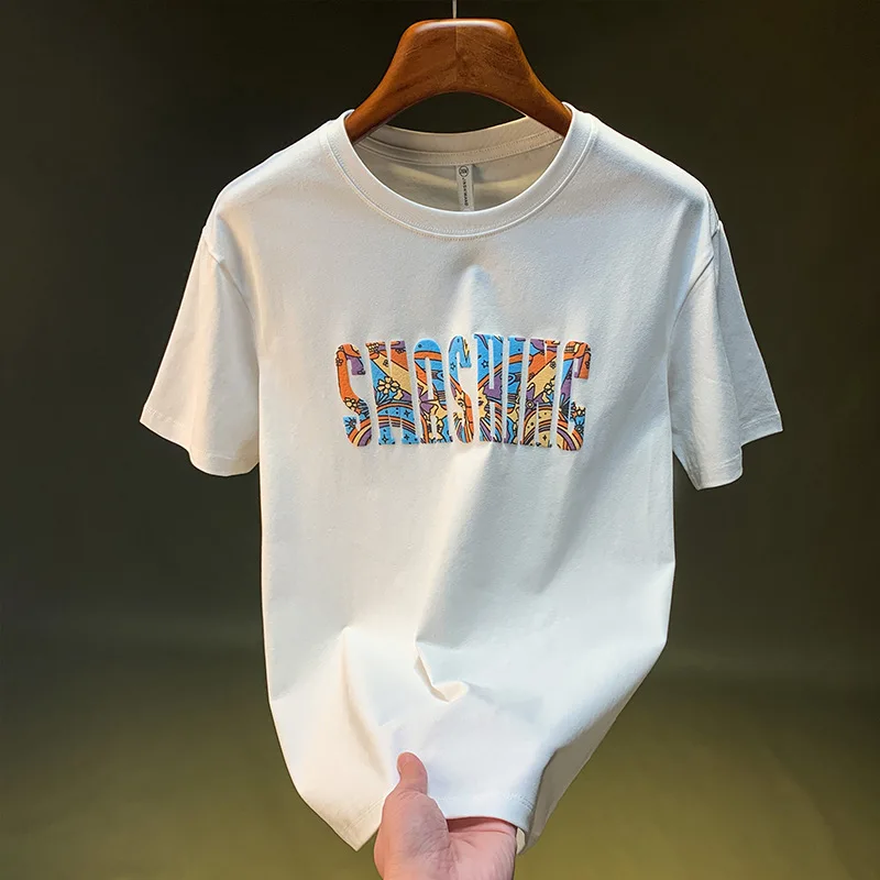 2025年夏用レトロプリントTシャツ、薄手、多用途、ファッショナブル、ハイエンド、トレンディ、カジュアル半袖トップス