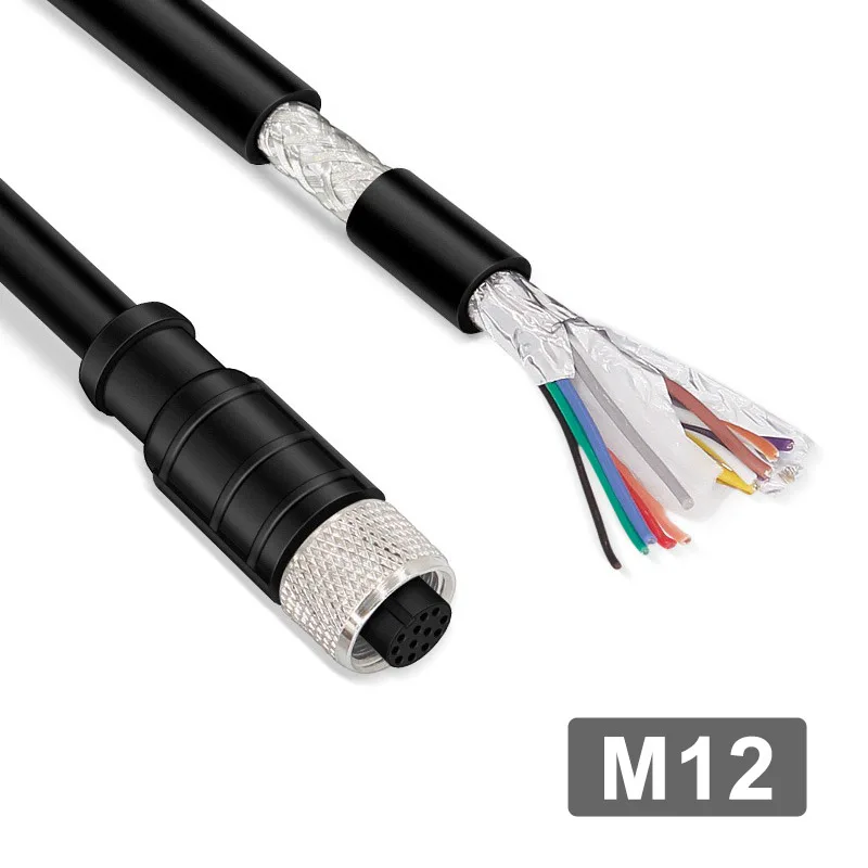 Waterproof M12 A-type Connection Cable IP67 4/5/8/12/17 Pin A-Code Sensor Wire IO Power Cord Male Female Aviation Plug with Line