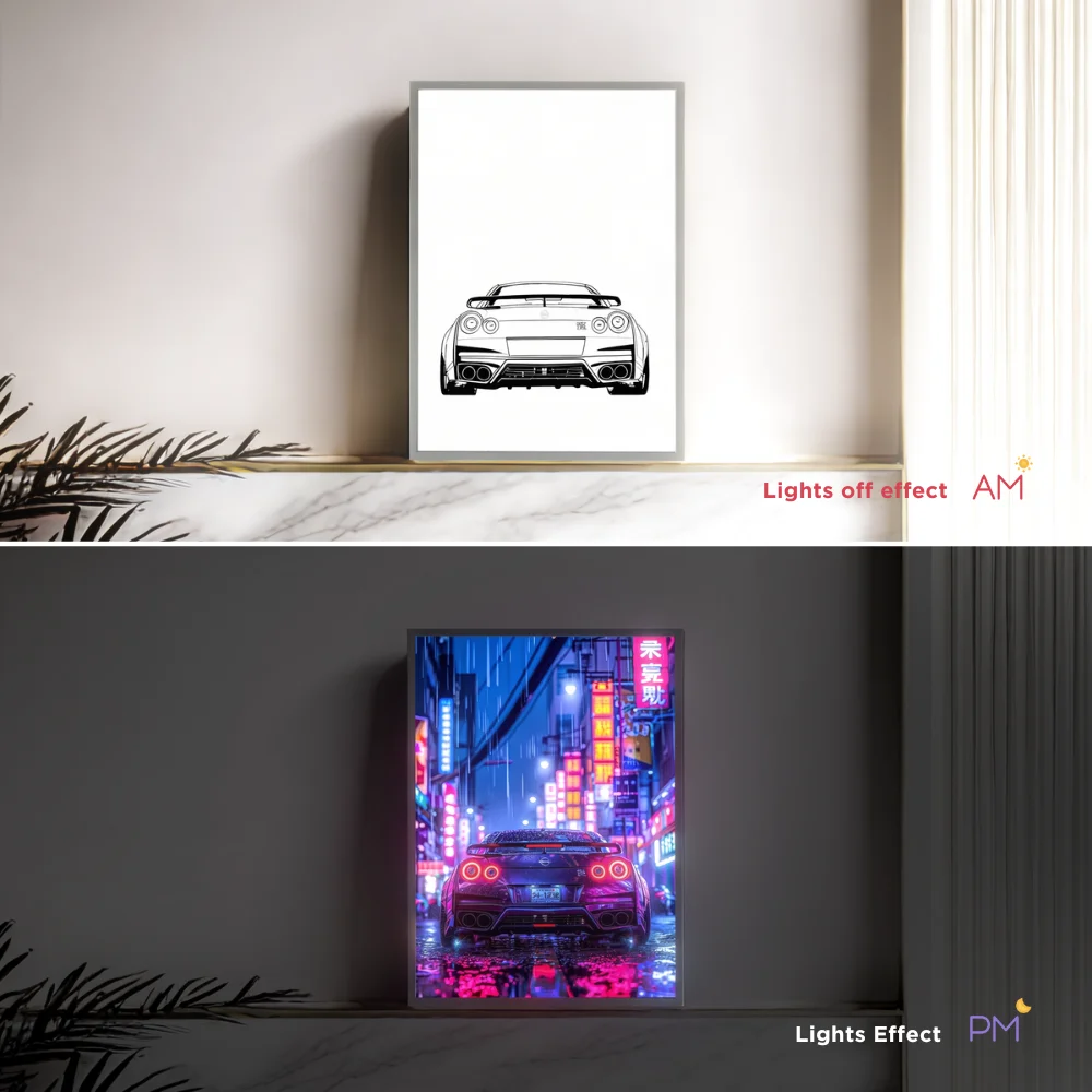 GTR Anime Racing LED Night Light - Bedroom Decor Lamp & Lampara de Noche, Car-Themed Lighting for Anime Fans
