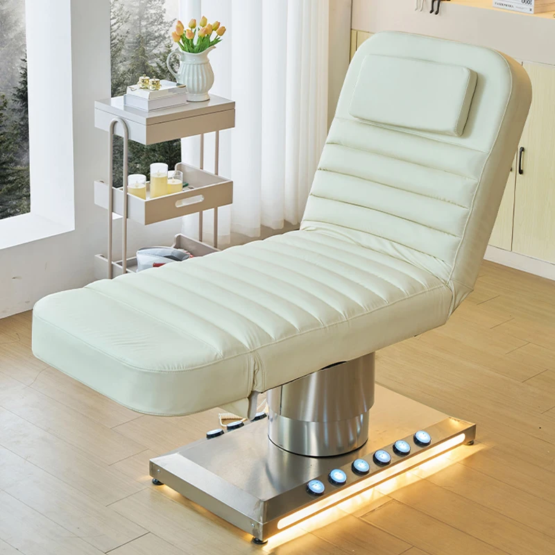 3-Motor Electric Beauty Bed, Adjustable Lash Facial Table with LED Light, Salon Furniture, Electric Massage Chair for Beauty Spa