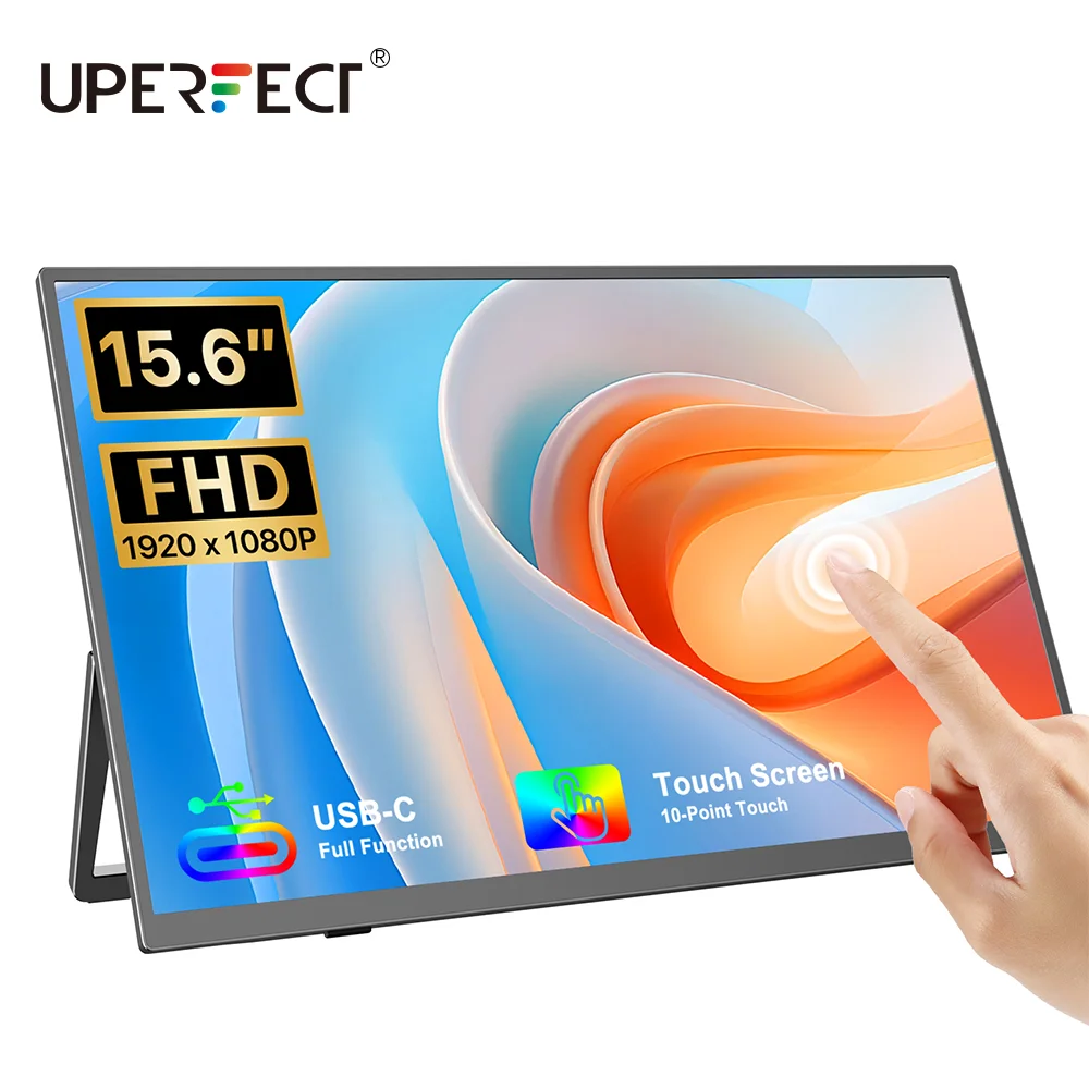 

UPERFECT 15.6'' Portable Monitor Touchscreen FHD IPS Touch Screen External Travel Display With Kickstand & Speaker HDMI USB C