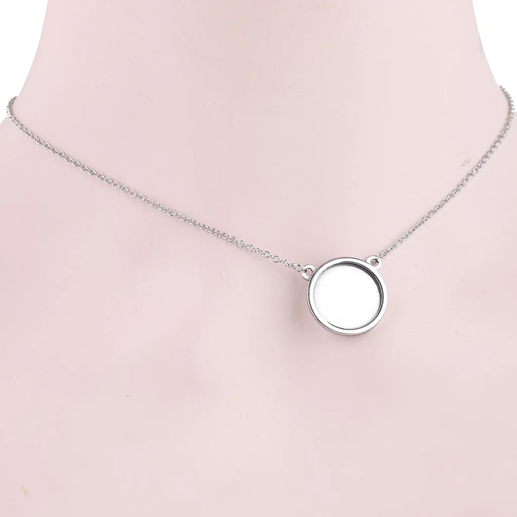 Onwear 5 sztuk ze stali nierdzewnej regulowany Choker naszyjnik wisiorek fasetowane wisiorki 16mm 18mm Cabochon baza ustawienie Blanks Diy Accessorie — zdjęcie 5