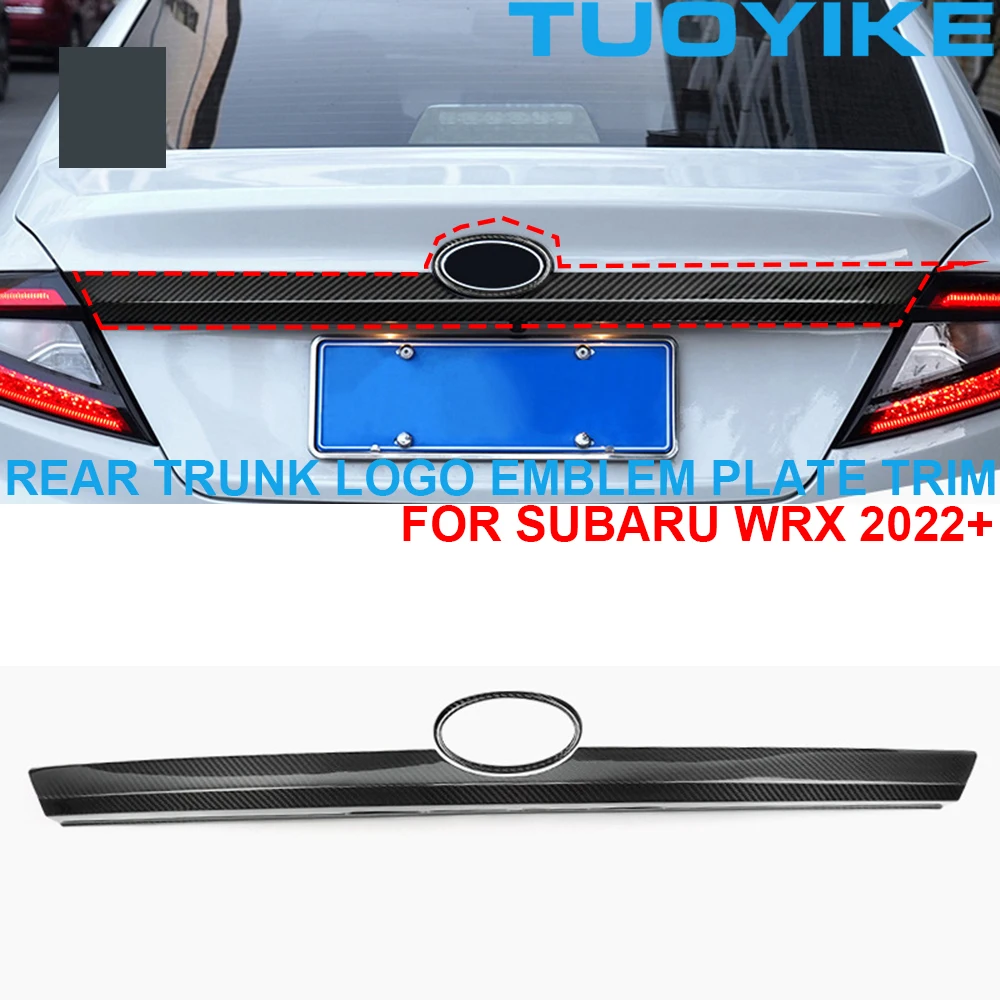 Car Real Dry Carbon Fiber Racing Tailgate Rear Trunk Logo Emblem Strip Frame Cover Trim Decoration Body Kit For Subaru WRX 2022+