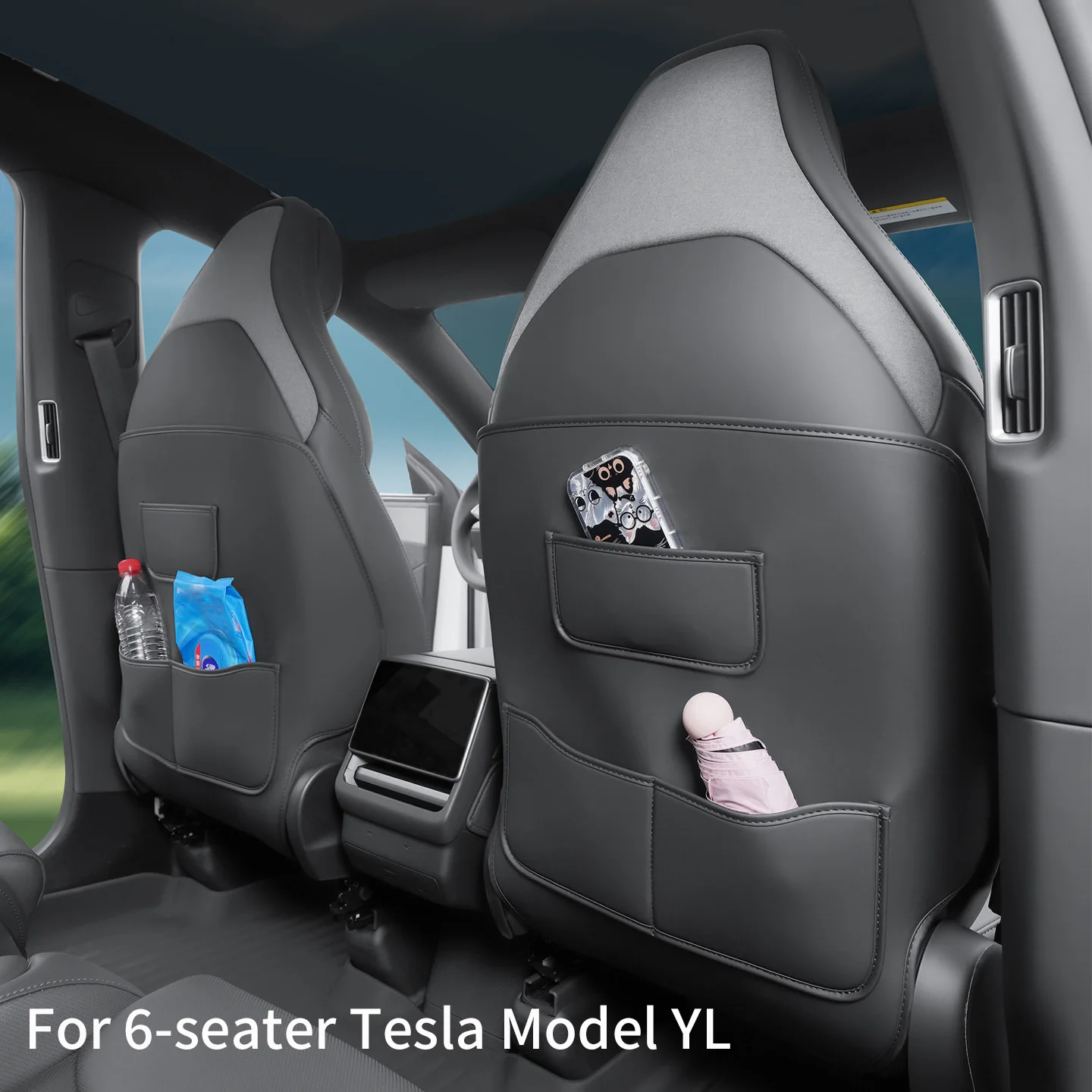 For 6-Seater Tesla Model YL First Row Seat anti Kick Pad, Model Y L Front Row Seat Back Protection Pad, 2pcs