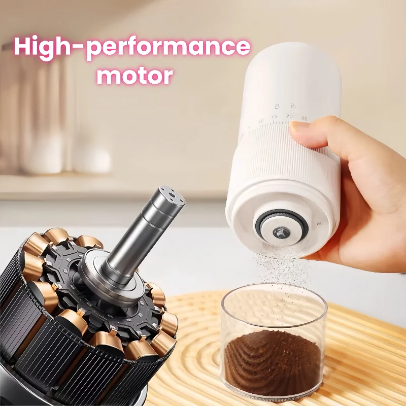 

Portable Electric Coffee Bean Grinder Rechargeable Household Machine with 30 Gears External Adjustment for Perfect Grinds