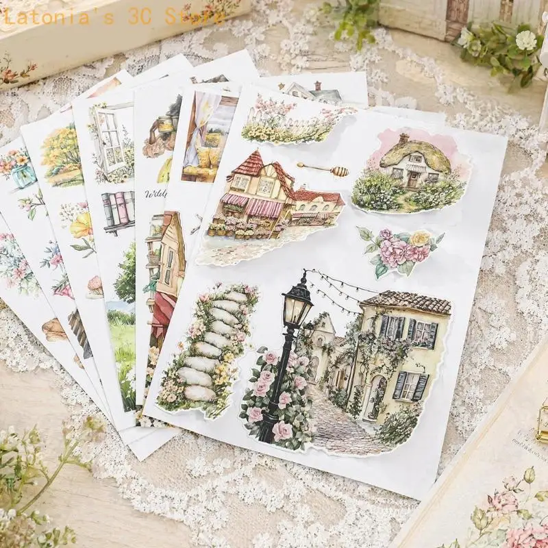 Book-Organized Adhesive PET Stickers for Card Making Paper Craft Journal Layouts X3UB
