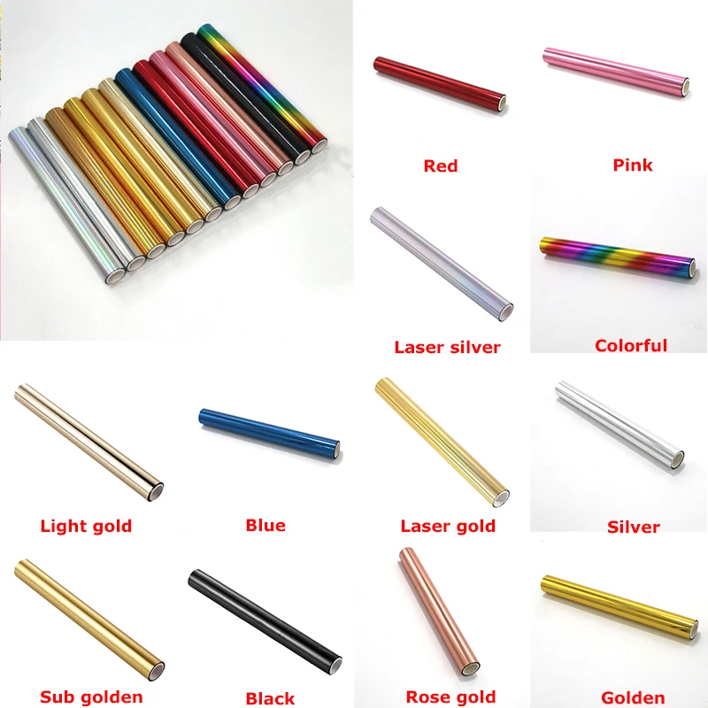 

5m*19.3cm Different Colors Holographic Foil Toner Reactive Foil by Laser Printer and Laminator DIY Card Hot Foil Rolls 2023