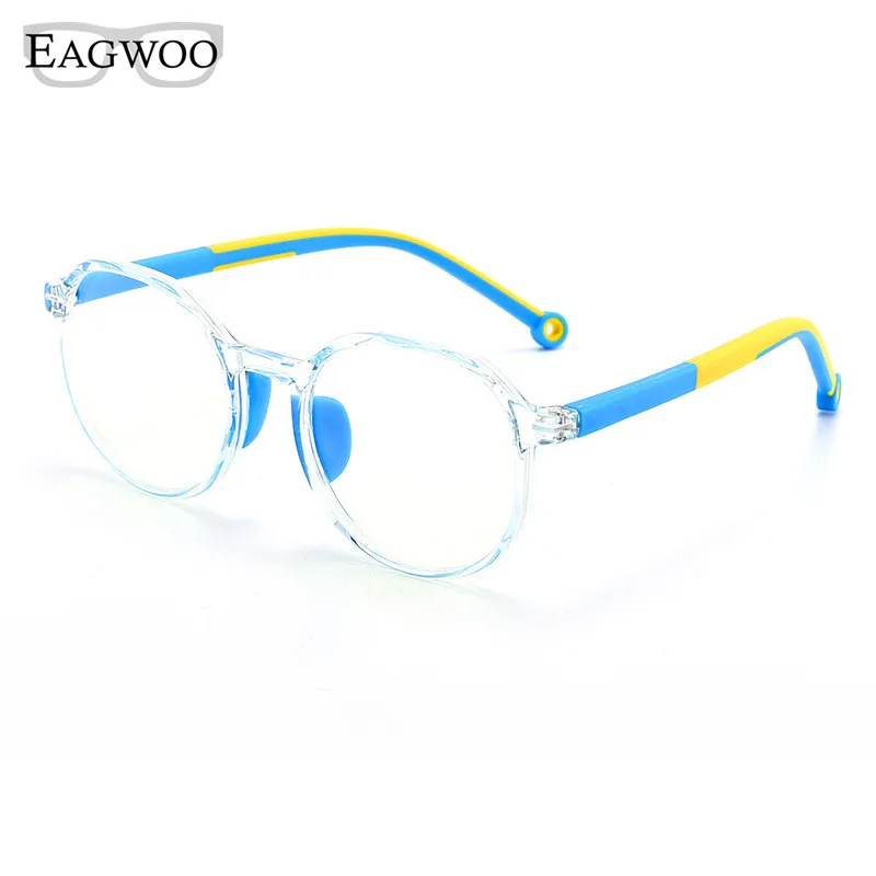 EAGWOO Silicon Soft Eyeglasses Children Optical Frame Plain Glasses Blue Ray Block Glasses