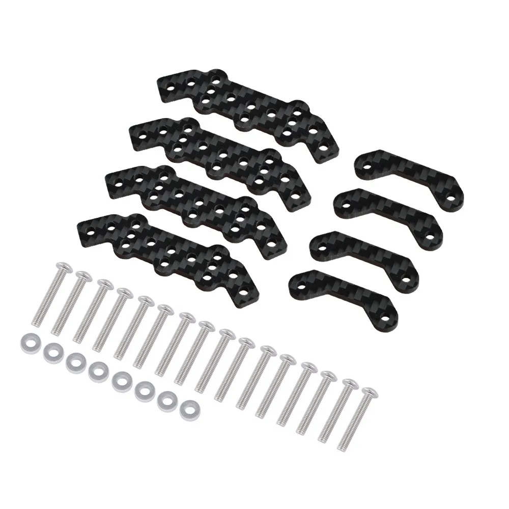 RC Aluminium- und Carbonfaser-Stoßdämpferhalterungen vorne und hinten für Tamiya Clod Buster 4x4x4 BullHead Monster Truck Upgrades