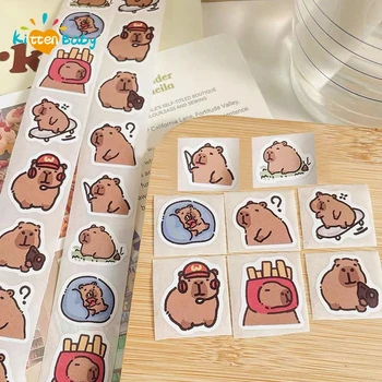 500 adet karikatür sevimli Capybara çocuklar için çeşitli etiket rulosu telefon kask dizüstü bilgisayar dekorasyon Graffiti Sticker çıkartmaları