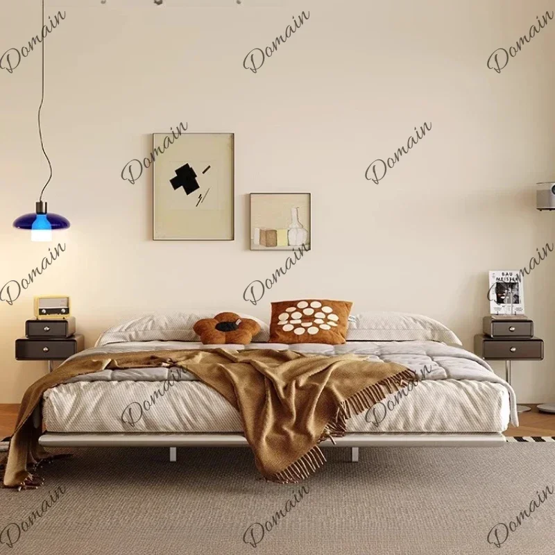 Italian Metal Beds 200×180cm Floating Designer Luxury Loft Double Bed Frames Cabinets Adults Cama Matrimonial Furniture Hom