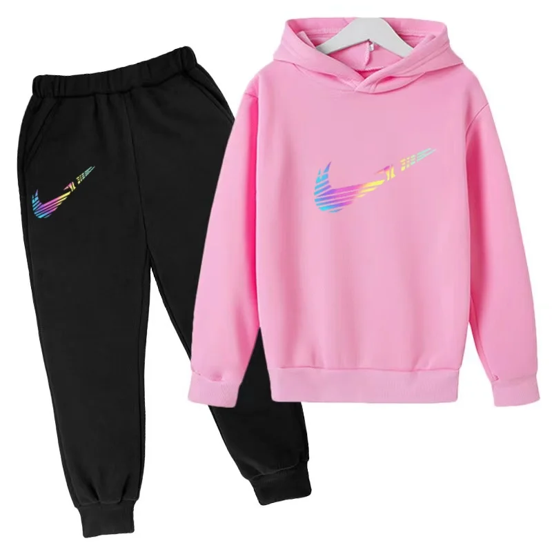 2026 Kinder Hoodie mit Schriftzügen Sportlicher Pullover 3-13 Jahre Mantel Sweatshirt+Hose 2-teiliges Set Jungen Mädchen Kleinkind Kleidung Mode-Set – Detail 7