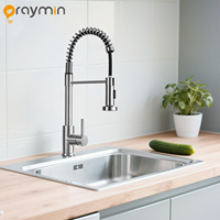 Low-Pressure Kitchen Faucet, Kitchen Sink Mixer Tap, 360° Swivel and Pull-Out Spout, Dual Spray Modes, Hot and Cold Water Control with Single Handle, Suitable for Kitchen Sink.