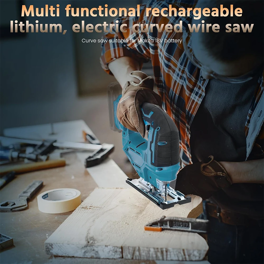 

Светодиодный светильник с лазером для электрической изогнутой пилы Makita 18 В, аккумуляторная лобзик, портативный многофункциональный плотник, электроинструмент, без батареи
