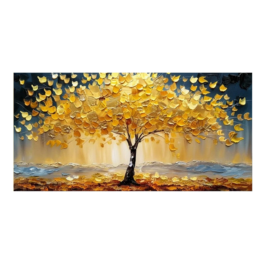 Diamond Embroidery Abstract Art Golden Wealth Flower Tree Full Square Round Diamond Mosaic Art Painting Cross Stitch Wall Decor