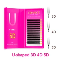 TDANCE U-shaped 3D 4D 5D Single Length 8-15MM Eyelash Extension Handmade Soft New Style U Shape W Bloom Lightweight  Eyelashes