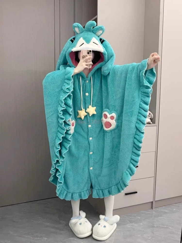 Hatsune Miku Winter Pajamas Thickened And Warm Anime Peripherals Cartoon Cute Pajamas Comfortable And Warm Kawaii Home Clothes