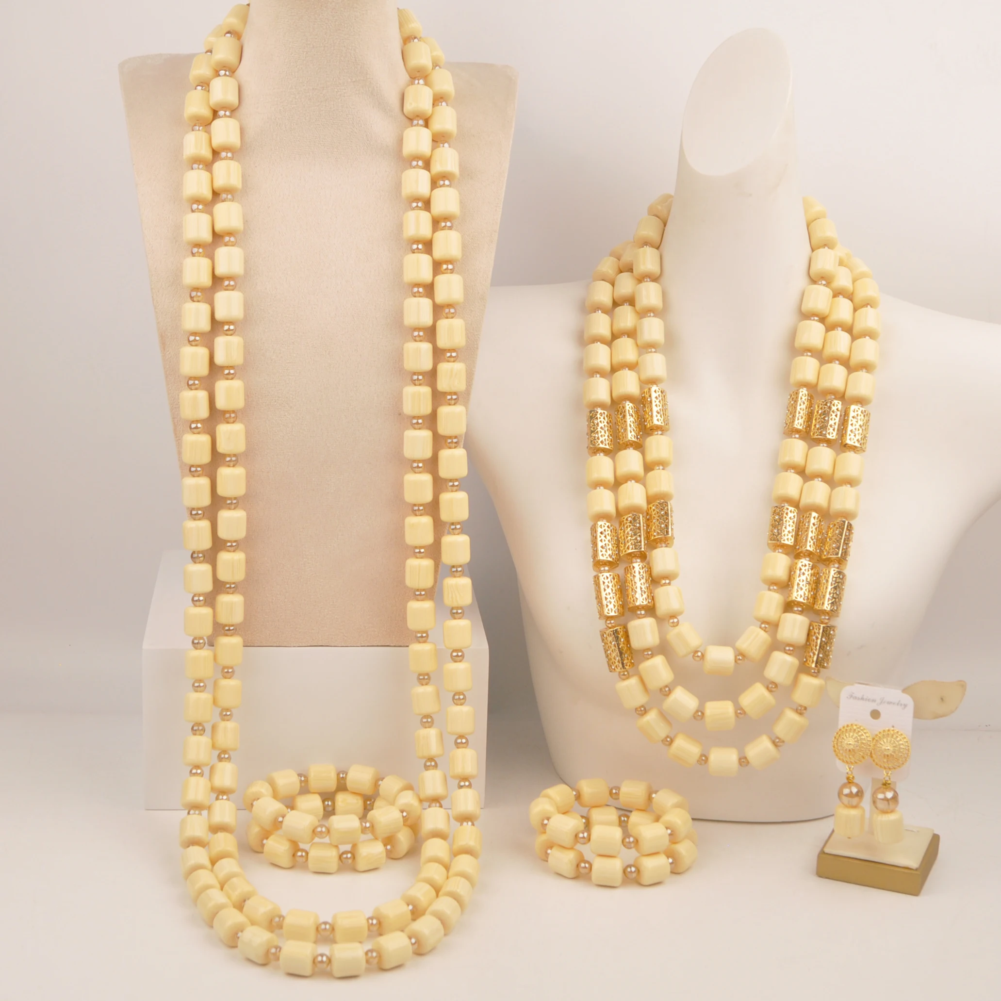 

African Wedding Beads White Artificial Coral Jewelry Sets