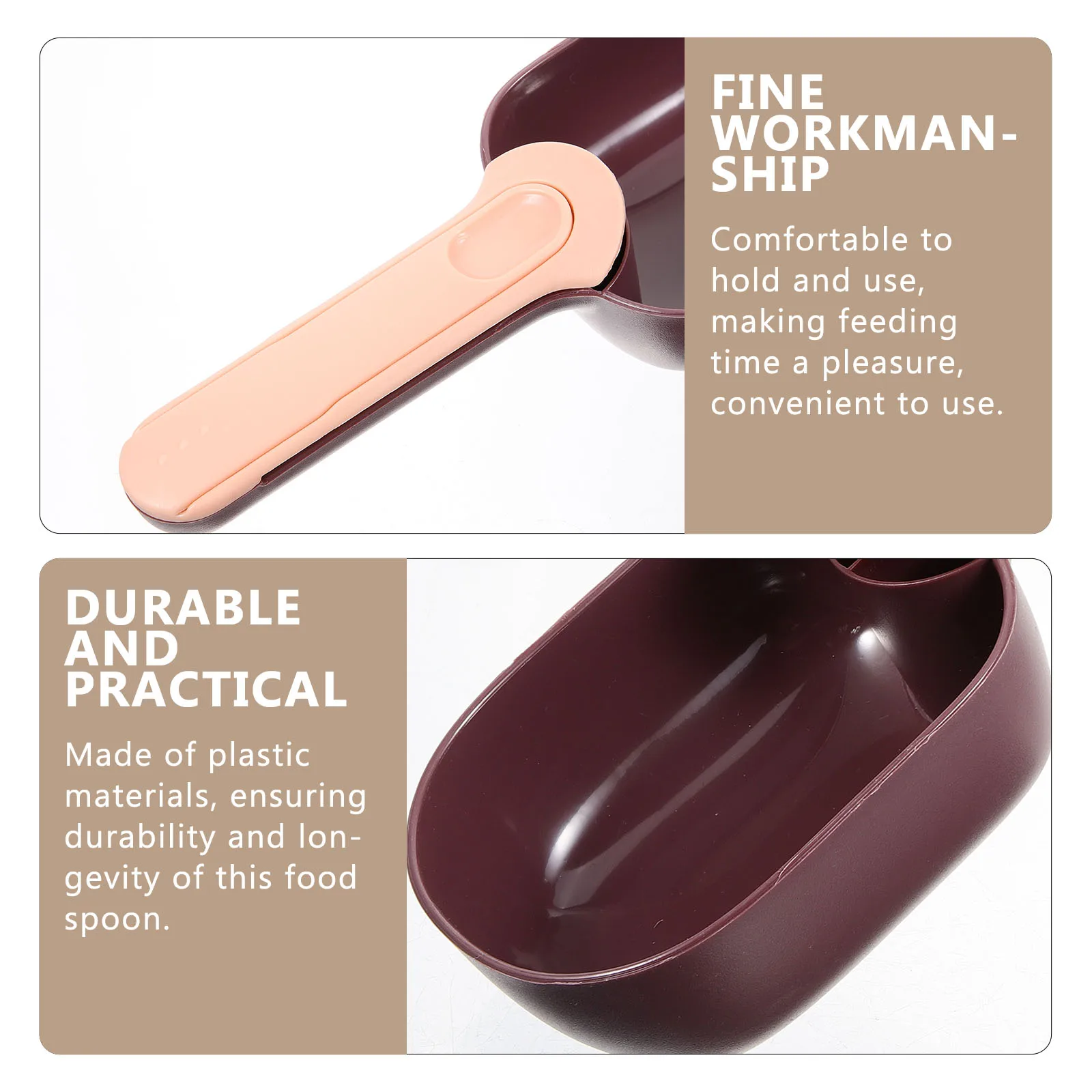 

Pet Food Picking Spoon Plastic Scoop Small Dog Cat Feeding Measuring Pink Brown Reusable Durable Compact Portable Pet Supplies