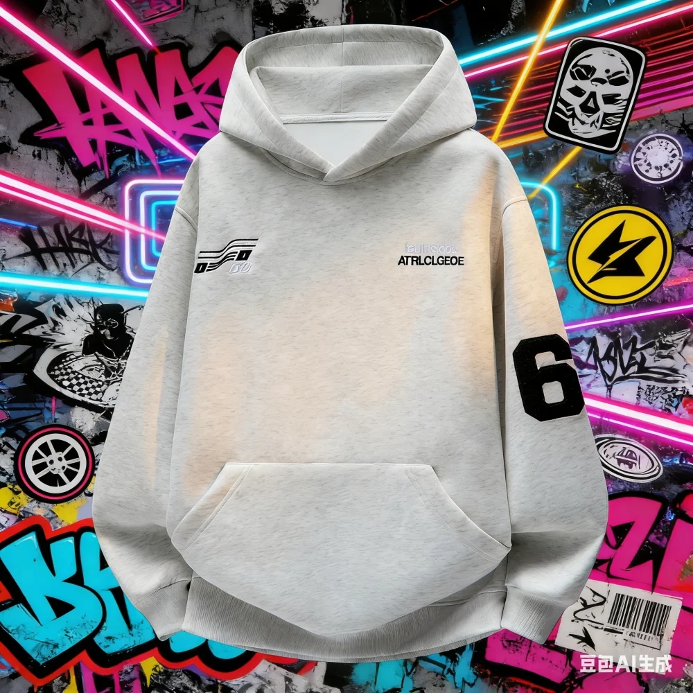 Contemporary trend couple American-style embroidered hooded long-sleeved casual hoodie men's clothing with a sense of design and