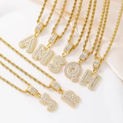 Hot European and American jewelry rock sugar zircon hip hop necklace letter pendant accessories for men English letters