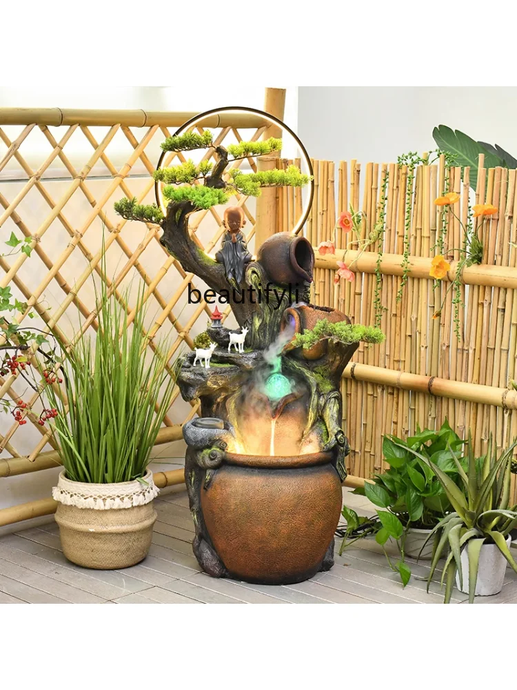 Chinese Circulation Water Fountain Rockery Living Room and Tea Room Courtyard Home Decorations Backflow Incense Lucky Ornaments