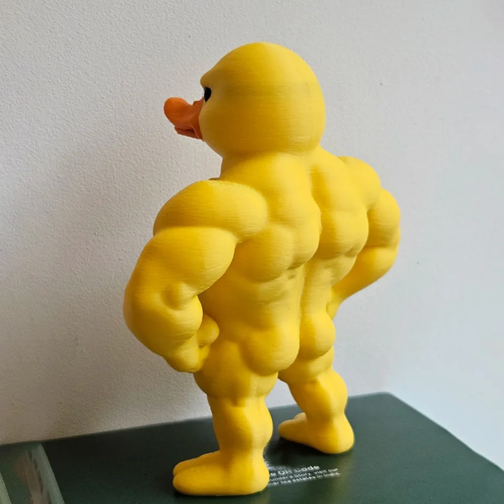 Estatua de pato musculoso, decoración de escritorio 3D, bonita estatuilla caprichosa de estantería, decoración multifuncional para interiores/exteriores, accesorio para el hogar