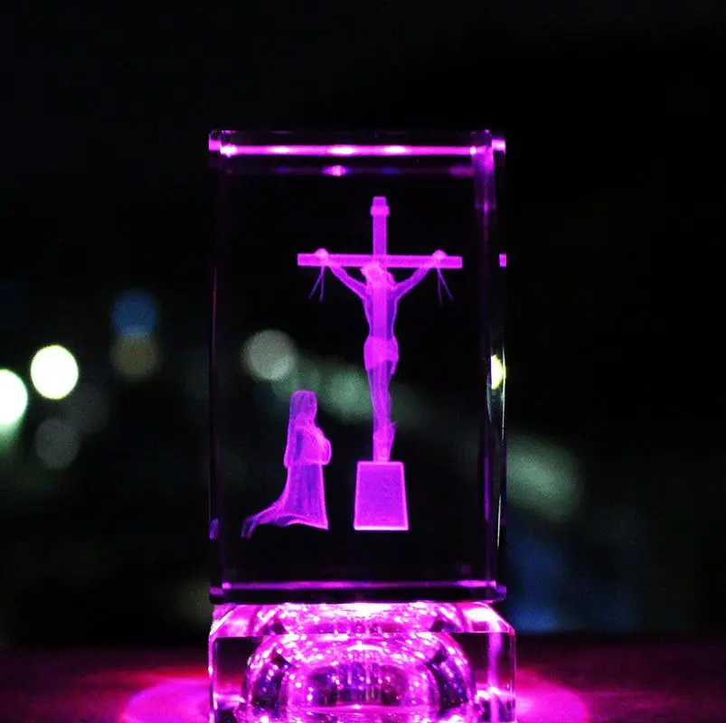 5A+ best gift Christian Keepsake Jesus Christ On Cross  the crucifixion Christ on cross Religious Figurine 3D Crystal statue