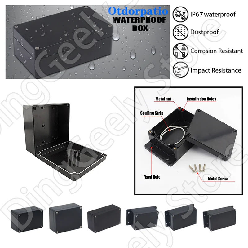 IP67 Black Box ABS Waterproof Housing Electronic Safe Case Plastic Boxes Wire Junction Box Flame-Retardant Electrical Instrument image 6