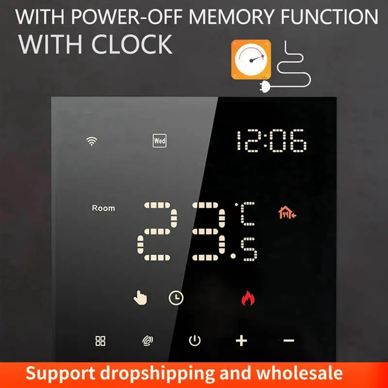 AA86 Tuya Wifi Termostato Intelligente Termostato per Riscaldamento a Pavimento Smart Home Termostato Intelligente Controllo Vocale Schermo a Colori Led Bianco