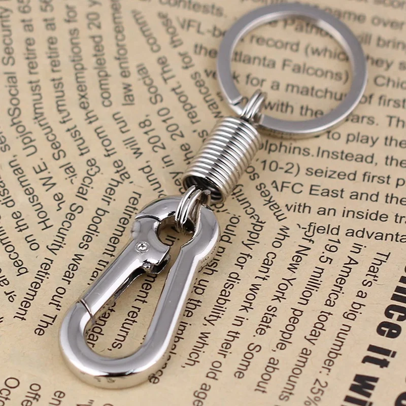 3X Sturdy Carabiner Key Chain Key Ring Polished Key Chain Spring Key Chain Business Waist Key Chain, Silver