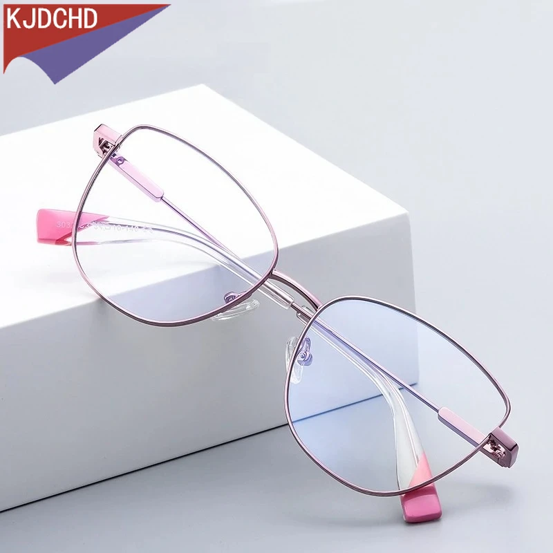 KJDCHD Ultraleichte, modische Blaulicht-blockierende Brille aus Legierung, Retro-Katzenaugen-Brillengestell für Damen mit optischer Sehstärke, 3032